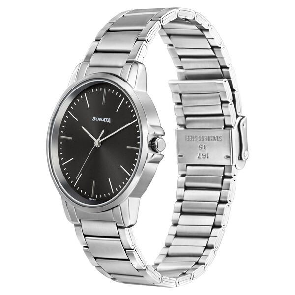 Sonata Quartz Analog Grey Dial Stainless Steel Strap Watch for Men - image number 1