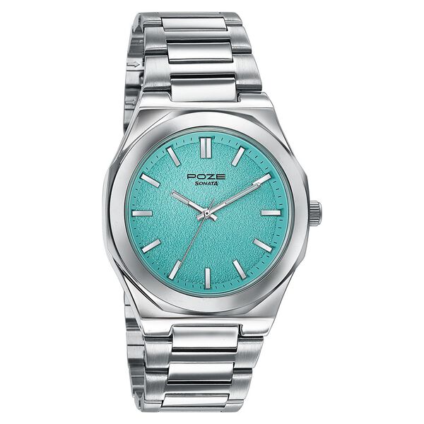 Sonata Poze Quartz Analog Blue Dial Silver Colour Stainless Steel Strap Watch For Men - image number 1