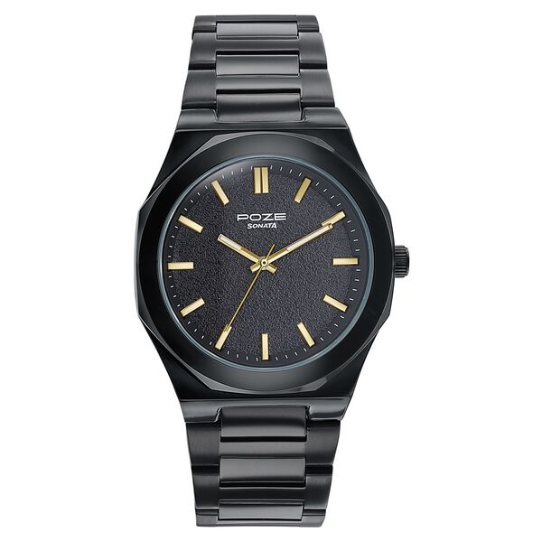 Sonata Poze Quartz Analog Black Dial Black Colour Stainless Steel Strap Watch For Men - image number 2