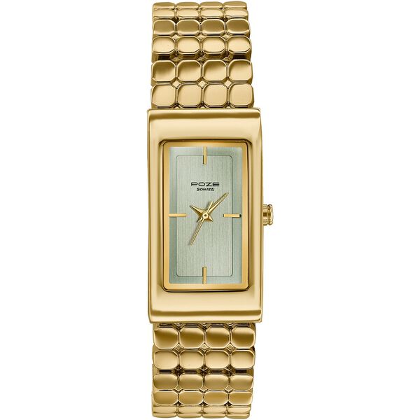 Poze Poze Quartz Analog Green Dial Golden Metal Strap Watch For Women - image number 0