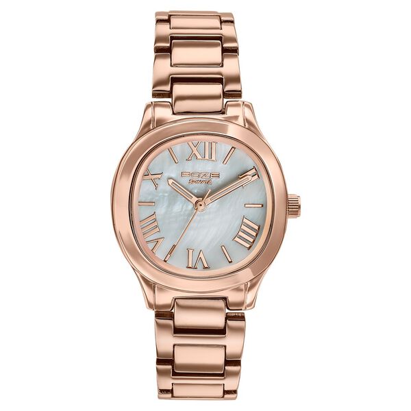 Poze By Sonata Quartz Analog White Mother of Pearl Dial Rose Gold Metal Strap Watch For Women - image number 1