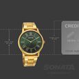 Sonata Traditional Essentials Quartz Analog Green Dial Golden Metal Strap Watch For Men - image number 3