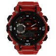 SF Quartz Analog Digital Black Dial Plastic Strap Watch for Men