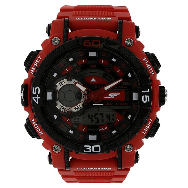 SF Quartz Analog Digital Black Dial Plastic Strap Watch for Men - image number 0