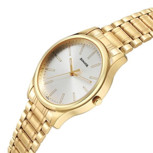 Sonata Traditional Essentials Quartz Analog Silver Dial Stainless Steel Strap Watch for Men - image number 2