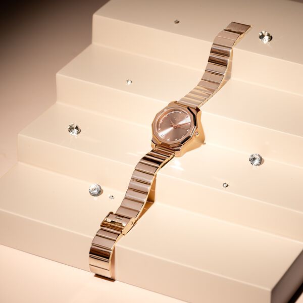 Sonata Poze Quartz Analog Rose Gold Dial Rose Gold Metal Strap Watch For Women - image number 0