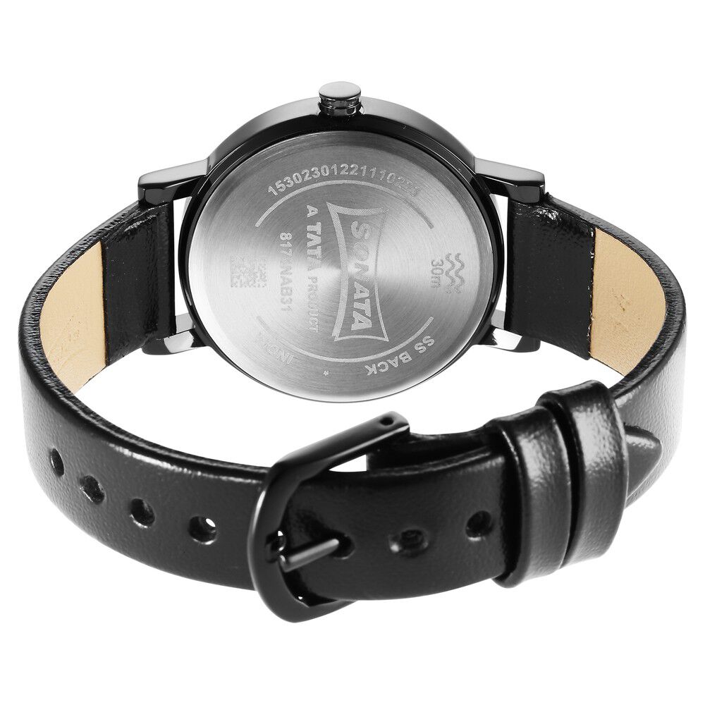 Sonata Essentials Grey Dial Leather Strap Watch for Women