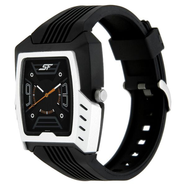 SF Quartz Analog Black Dial Plastic Strap Watch for Men - image number 1