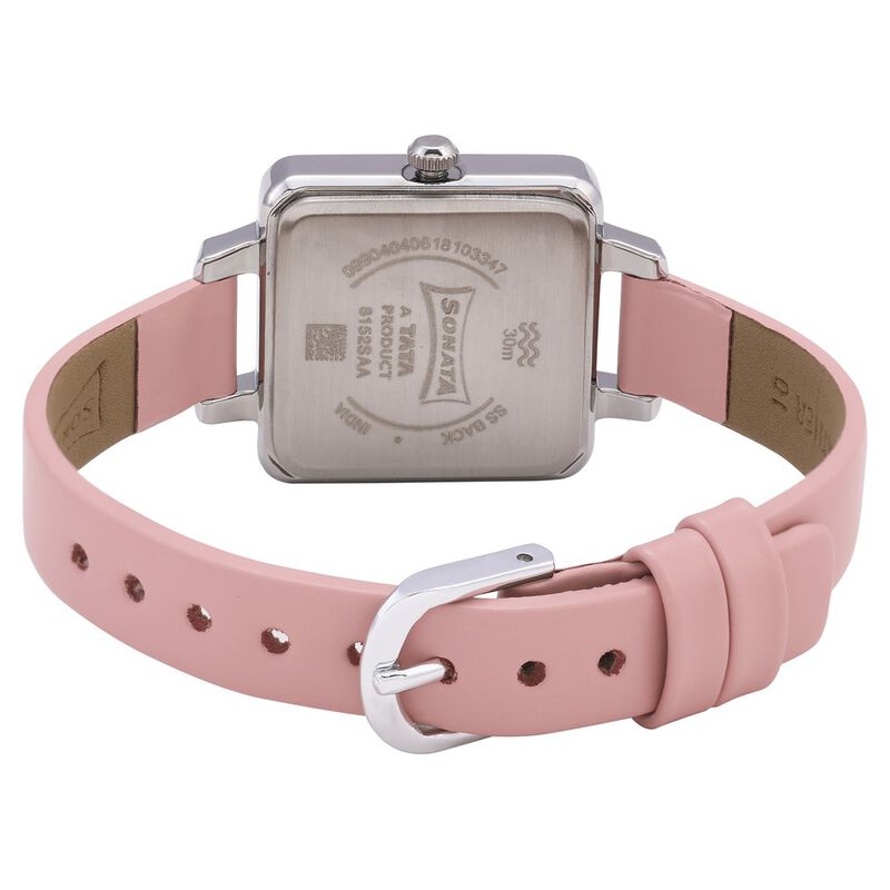 Sonata Splash Grey Dial Women Watch With Leather Strap - image number 4