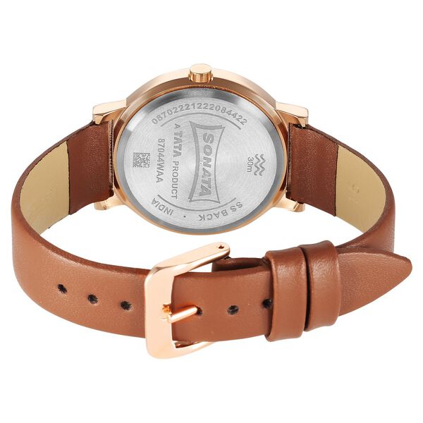 Sonata Essentials Pink Dial Leather Strap Watch for Women - image number 3