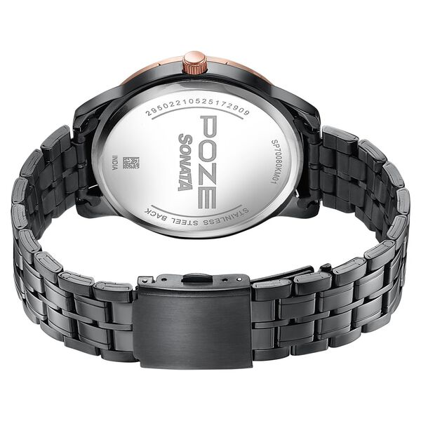 Sonata Poze Quartz Analog Grey Dial Grey Metal Strap Watch For Men - image number 6