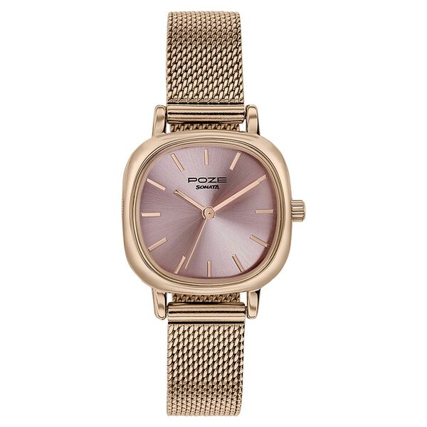 Sonata Poze Quartz Analog Pink Dial Mesh Strap Watch for Women - image number 1