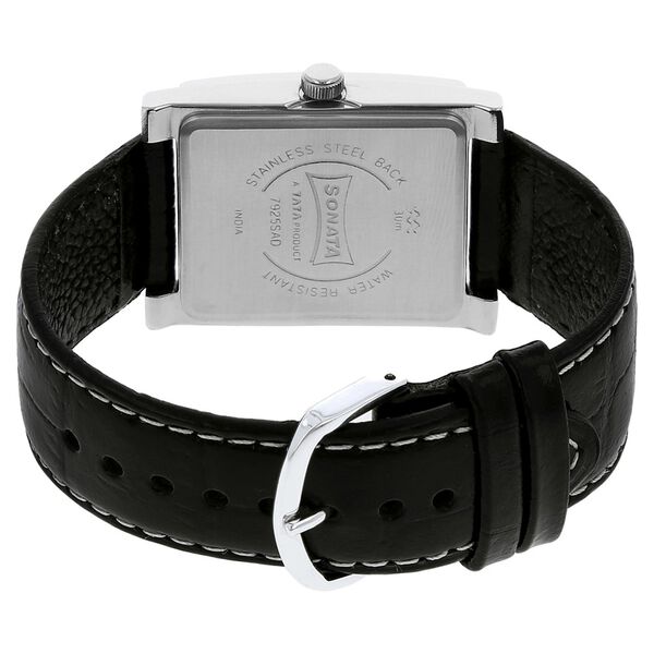 Sonata Quartz Analog White Dial Leather Strap Watch for Men - image number 3