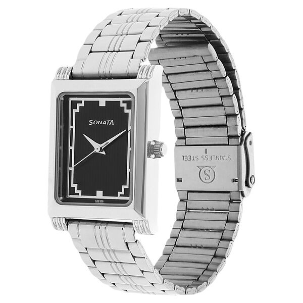 Sonata Quartz Analog Black Dial Stainless Steel Strap Watch for Men - image number 1