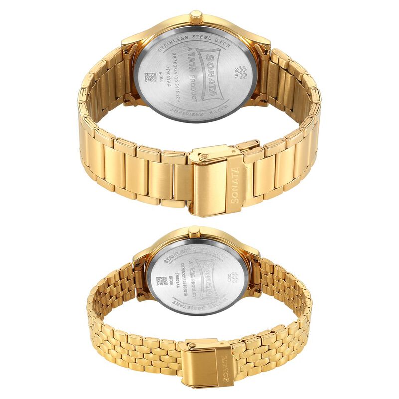 Buy Online Sonata Pair Quartz Analog Black Dial Stainless Steel 