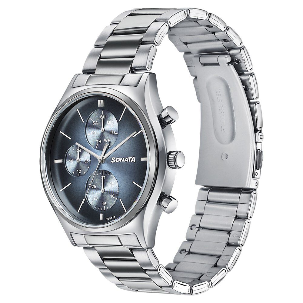 Buy Online Sonata Festive Quartz Multifunction Blue Dial Silver