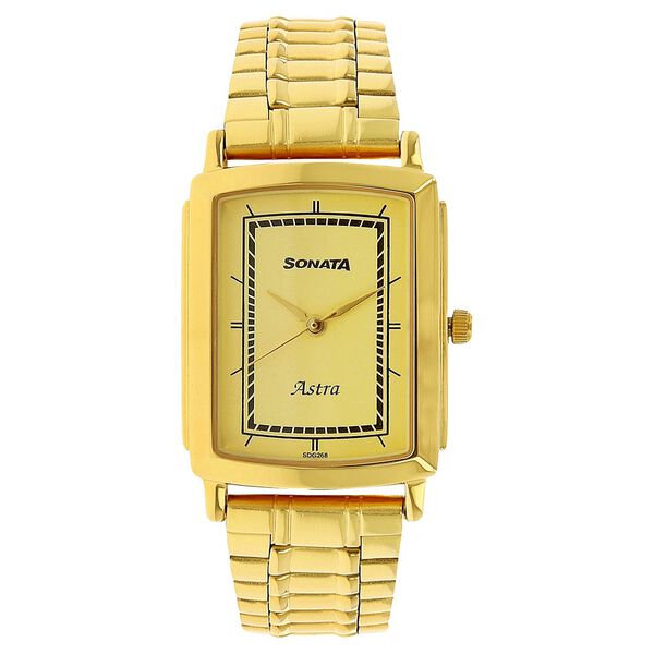 Sonata Quartz Analog Champagne Dial Stainless Steel Strap Watch for Men - image number 0