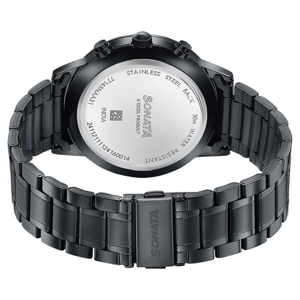Sonata Wedding Edit Quartz Multifunction Black Dial Stainless Steel Strap Watch For Men - image number 5