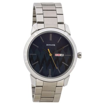 Knot Blue Dial Stainless Steel Strap Watch for Men