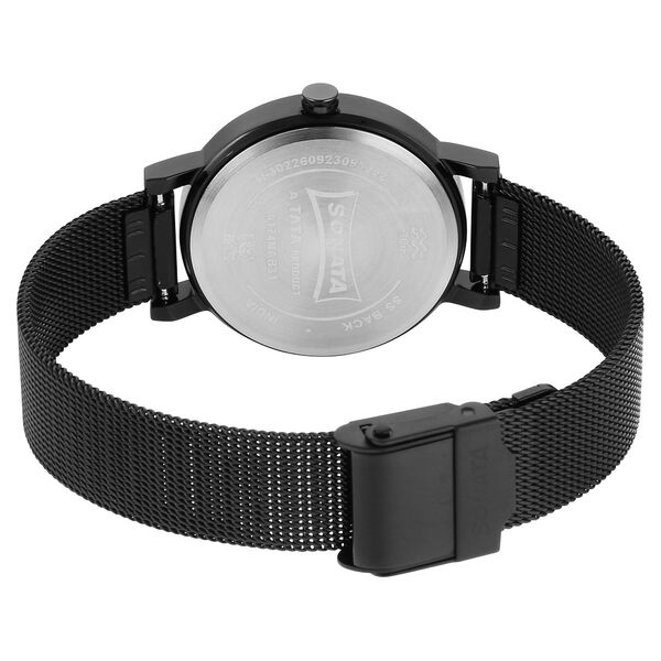 Sonata Quartz Analog Black Stainless Steel Strap for Women - image number 3