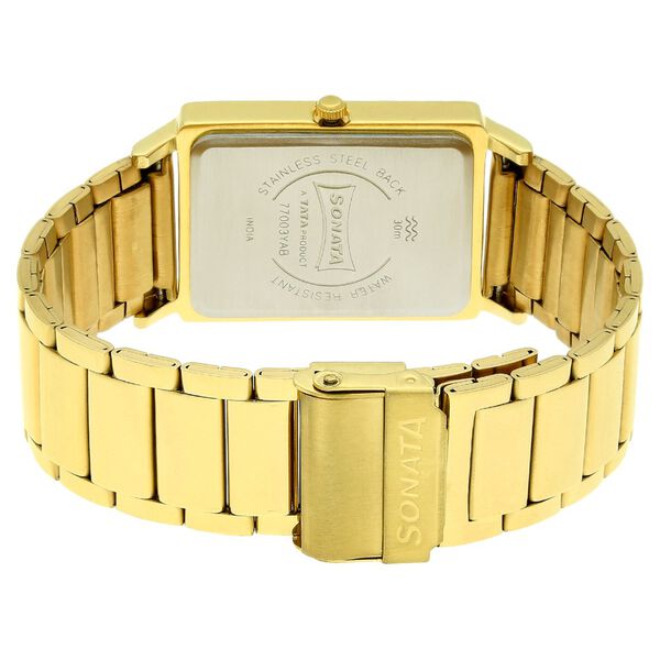 Sonata Quartz Analog Champagne Dial Metal Strap Watch for Men - image number 3