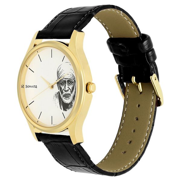 Sonata Quartz Analog White Dial Leather Strap Watch for Men - image number 2