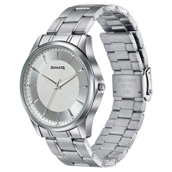 Sonata Traditional Essentials Silver Dial Stainless Steel Strap Watch - image number 2