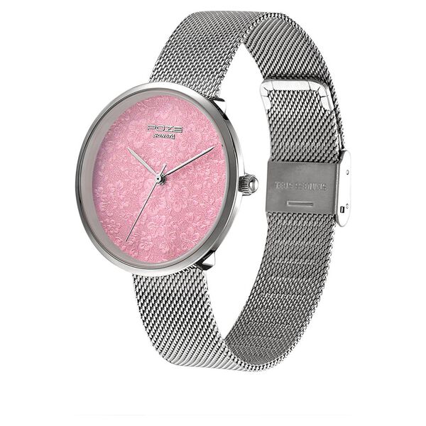 Poze by Sonata Quartz Analog Pink Dial Stainless Steel Strap Watch for Women - image number 2