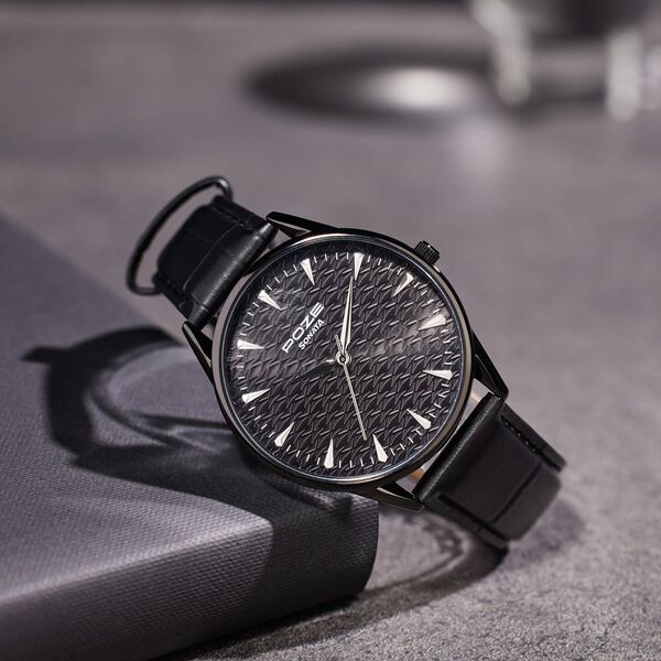 Sonata Poze Quartz Analog Black Dial Black Color Leather Strap Watch For Men - image number 0