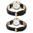 Sonata Perfect Pairs Quartz Analog Green Dial Black Leather Strap Watch For Couple - image number 3