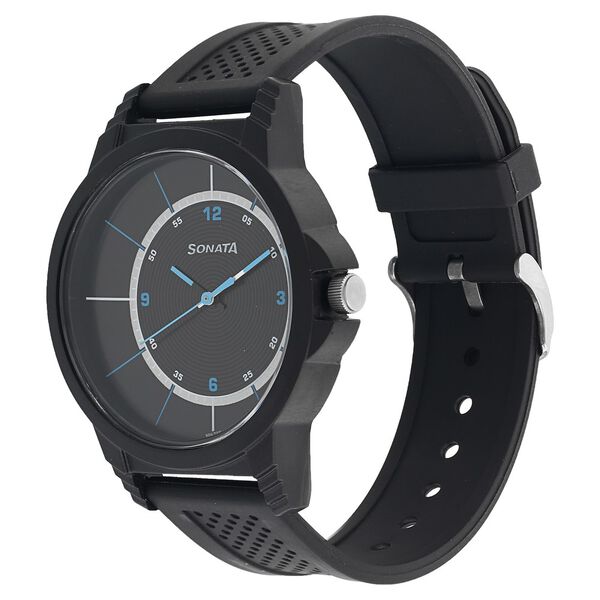 Sonata Quartz Analog Black Dial Plastic Strap Watch for Men - image number 1