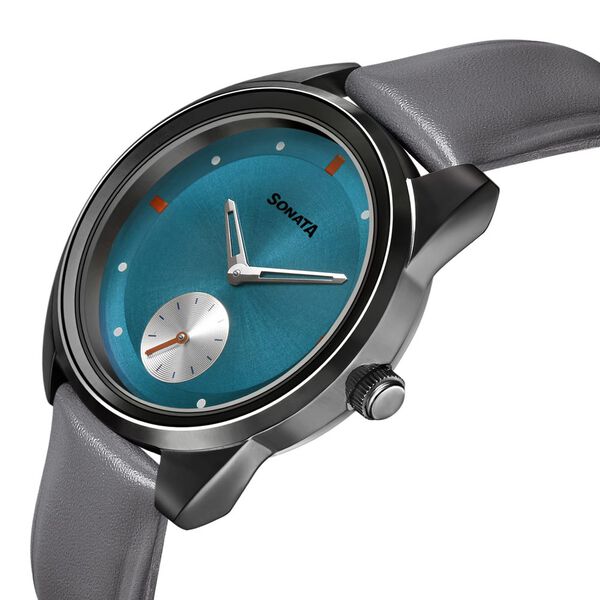 Sonata Women of Steel Blue Dial Leather Strap Watch for Women - image number 2