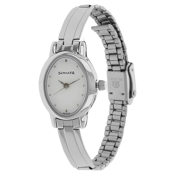 Sonata Quartz Analog White Dial Stainless Steel Strap Watch for Women - image number 1