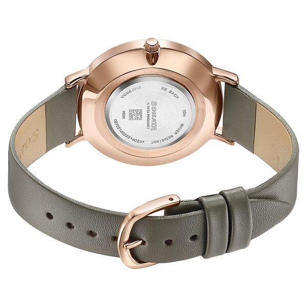 Sonata Modern Edit Quartz Analog Green Dial Leather Strap Watch For Women - image number 4
