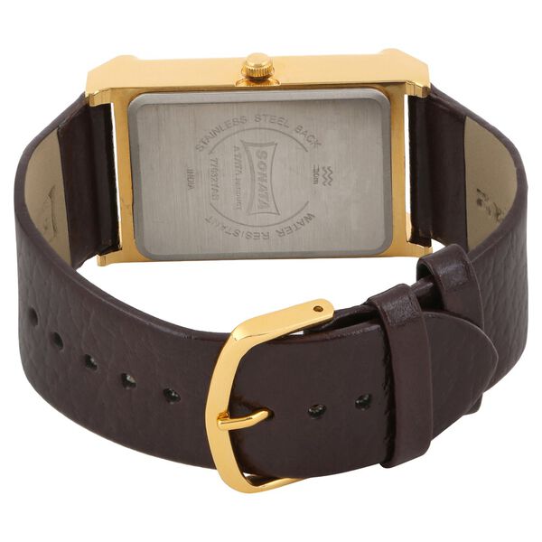 Sonata Quartz Analog Silver Dial Leather Strap Watch for Men - image number 3
