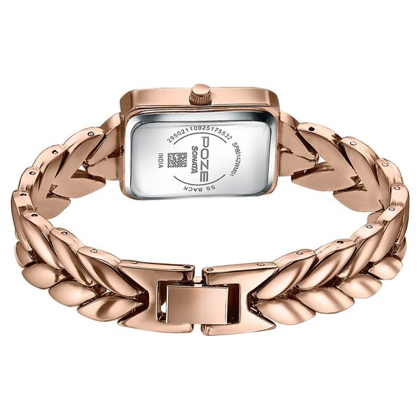 Poze By Sonata Quartz Analog Silver Dial Rose Gold Metal Strap Watch For Women - image number 6