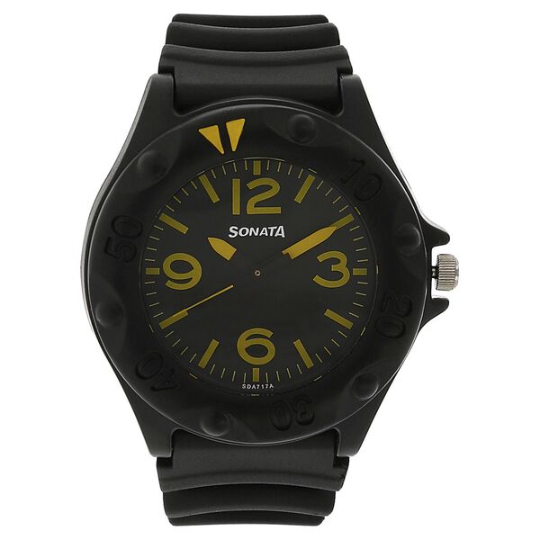 SF Quartz Analog Black Dial Plastic Strap Watch for Men - image number 0