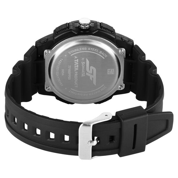SF Maverick Quartz Digital Ana Digi Black Dial PU Strap Watch For Men - image number 3