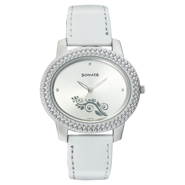 Sonata Quartz Analog Silver Dial Strap Watch for Women - image number 0