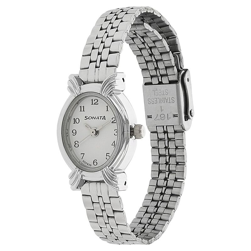 Sonata Quartz Analog White Dial Stainless Steel Strap Watch for Women - image number 1