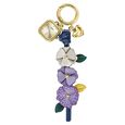 Key Chain Watch By Sonata Quartz Analog Golden Dial Purple Leather Key Chain Strap Watch For Women - image number 1