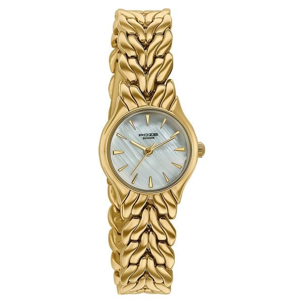 Poze Poze Quartz Analog White Dial Golden Metal Strap Watch For Women - image number 2
