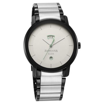 Sleek Grey Dial Analog with Day and Date Watch for Men