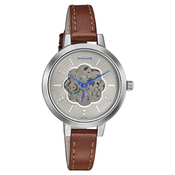 Sonata Unveil Quartz Multifunction Leather Strap Watch for Women - image number 0