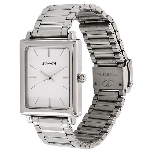 Sonata Quartz Analog Silver Dial Stainless Steel Strap Watch for Men - image number 1