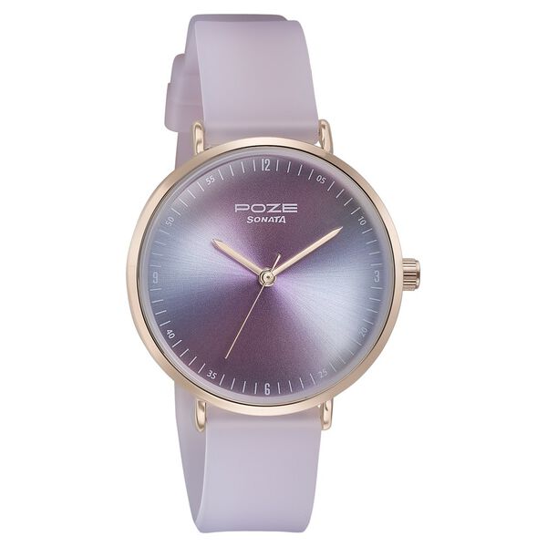 Sonata Poze Quartz Analog Pink Dial Pink Leather Strap Watch For Women - image number 2