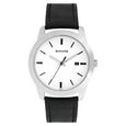 Sonata Quartz Analog with Date Anthracite Dial Leather Strap Watch for Men