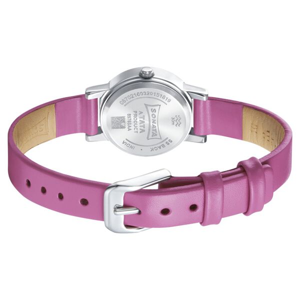 Sonata Splash White Dial Women Watch With Leather Strap - image number 4