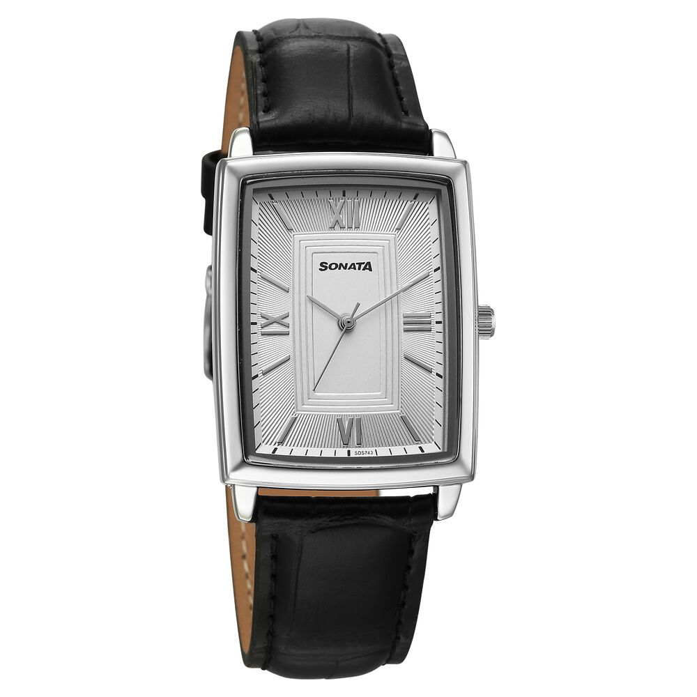 Sonata Festive Quartz Analog Silver Dial Leather Strap Watch For Men-picture-15