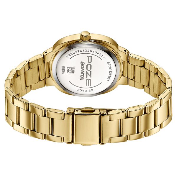 Poze By Sonata Quartz Analog Silver Dial Golden Stainless Steel Strap Watch For Women - image number 6